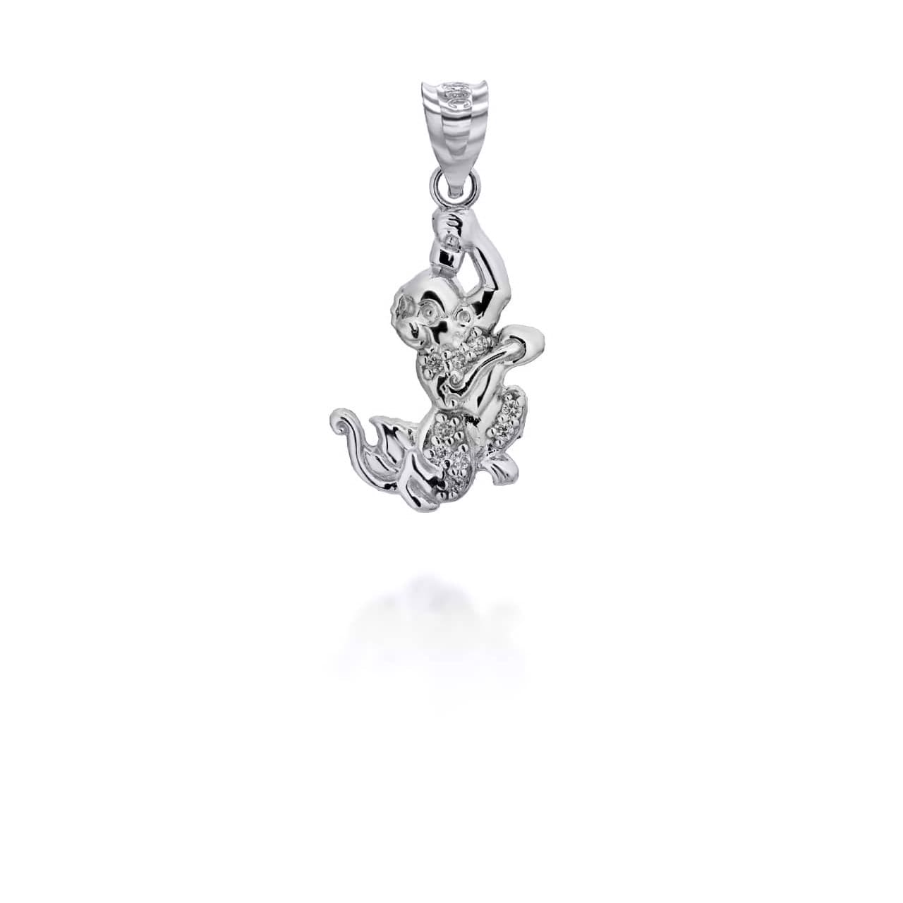 Two-Tone Gold Chinese Lunar New Year of the Monkey with Diamonds Pendant Necklace, view 8