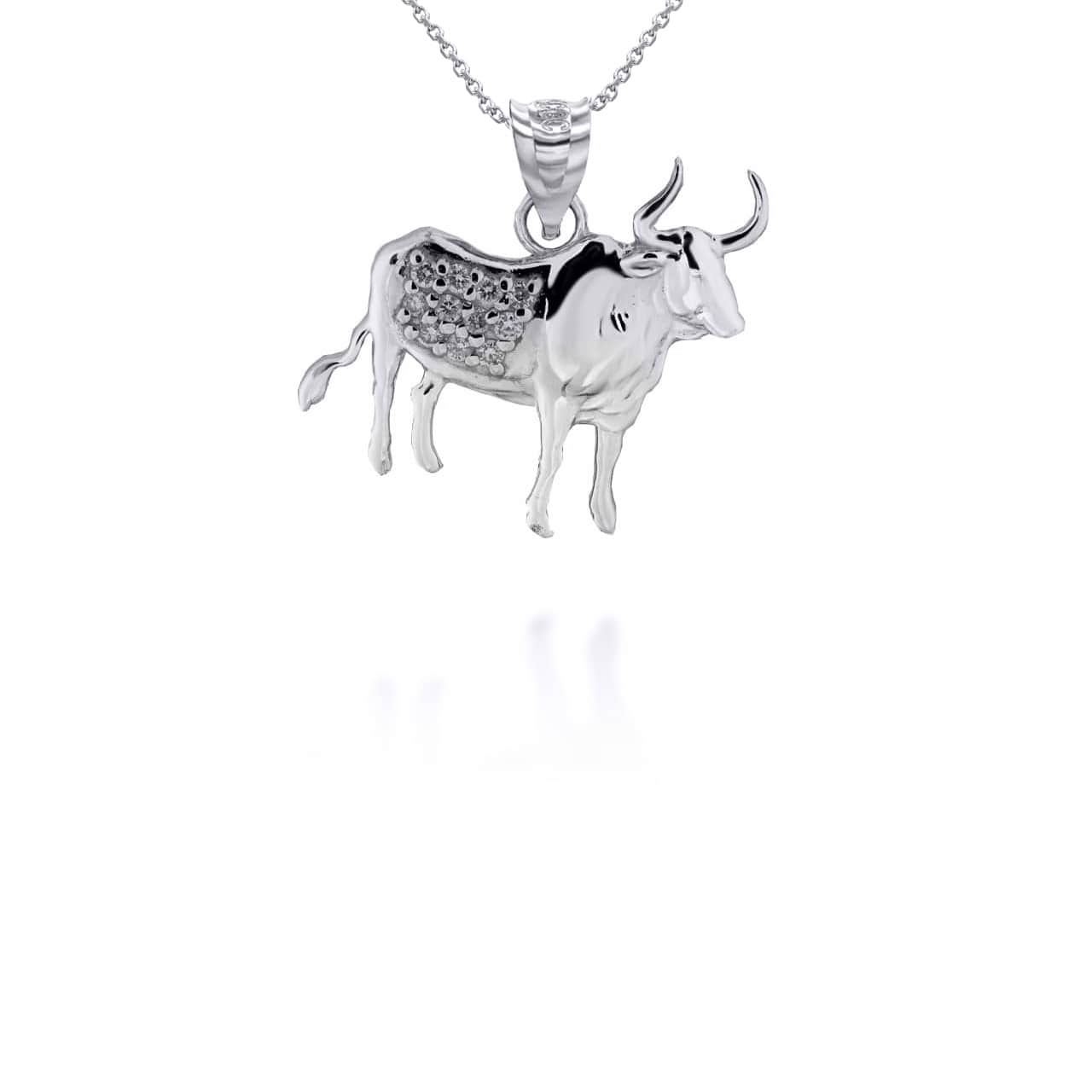 Two-Tone Gold Chinese Lunar New Year of the Ox with Diamonds Pendant Necklace, view 8