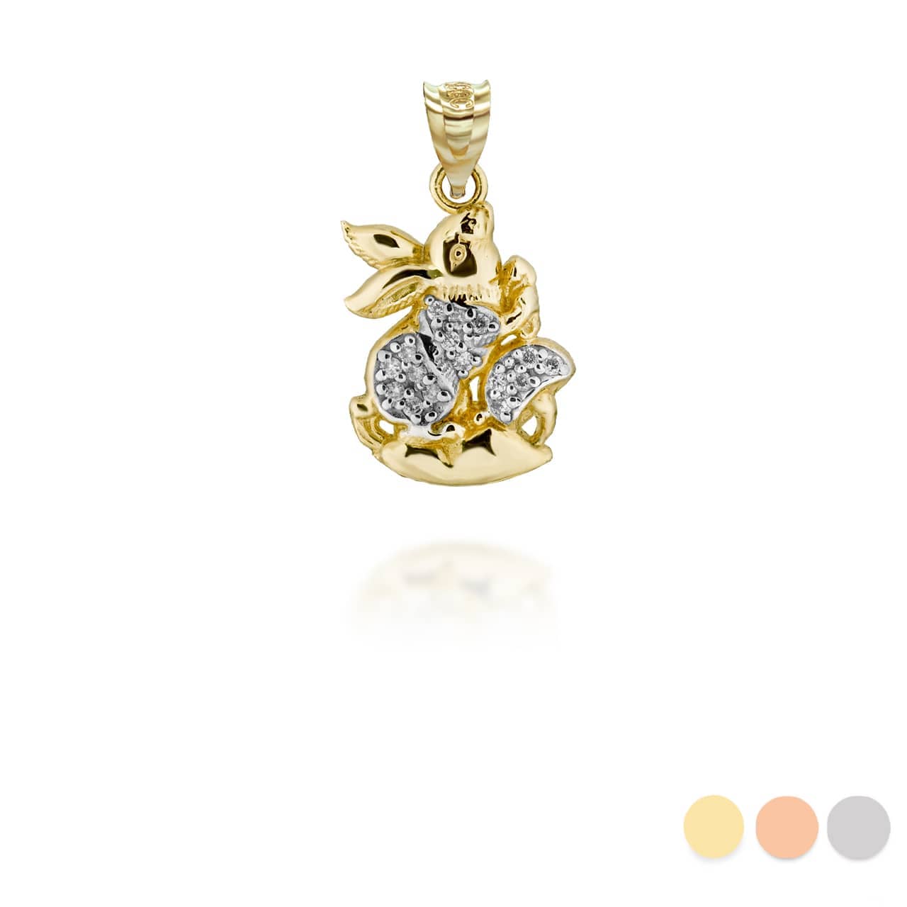 Two-Tone Gold Chinese Lunar New Year of the Rabbit with Diamonds Pendant Necklace