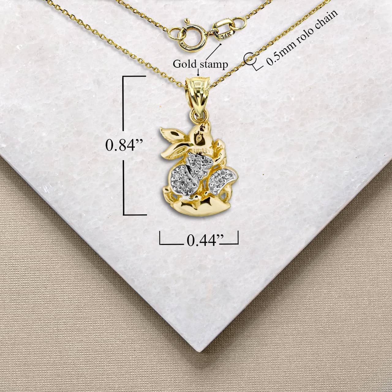 Two-Tone Gold Chinese Lunar New Year of the Rabbit with Diamonds Pendant Necklace, view 4