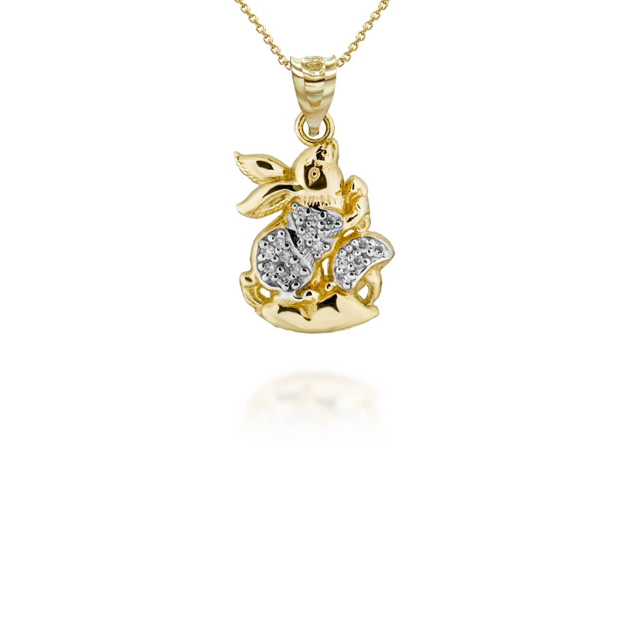 Two-Tone Gold Chinese Lunar New Year of the Rabbit with Diamonds Pendant Necklace, view 5
