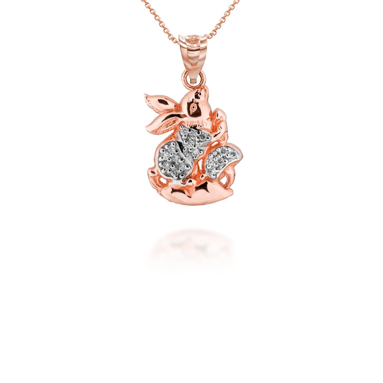 Two-Tone Gold Chinese Lunar New Year of the Rabbit with Diamonds Pendant Necklace, view 7