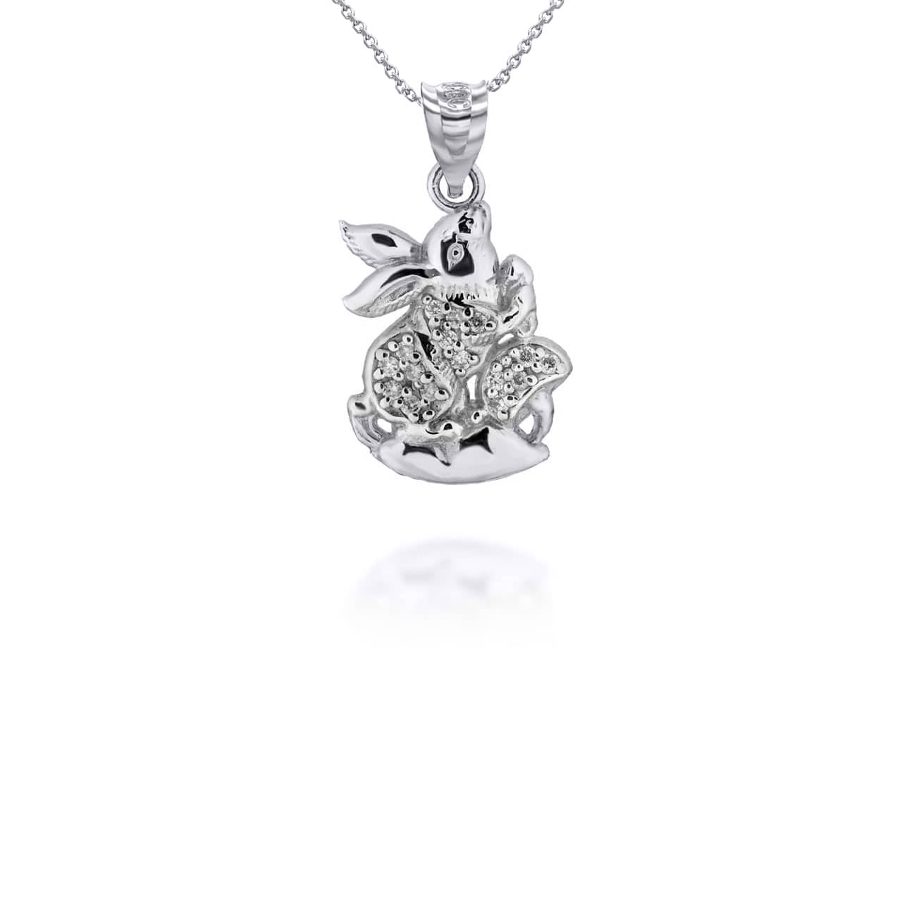 Two-Tone Gold Chinese Lunar New Year of the Rabbit with Diamonds Pendant Necklace, view 9