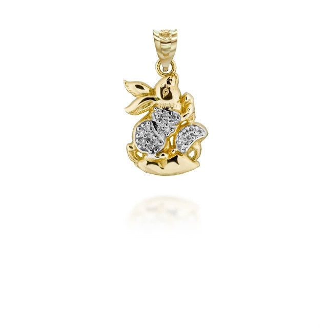 Two-Tone Gold Chinese Lunar New Year of the Rabbit with Diamonds Pendant Necklace, view 10