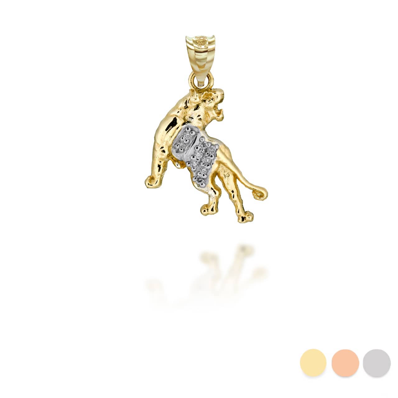 Two-Tone Gold Chinese Lunar New Year of the Tiger with Diamonds Pendant Necklace