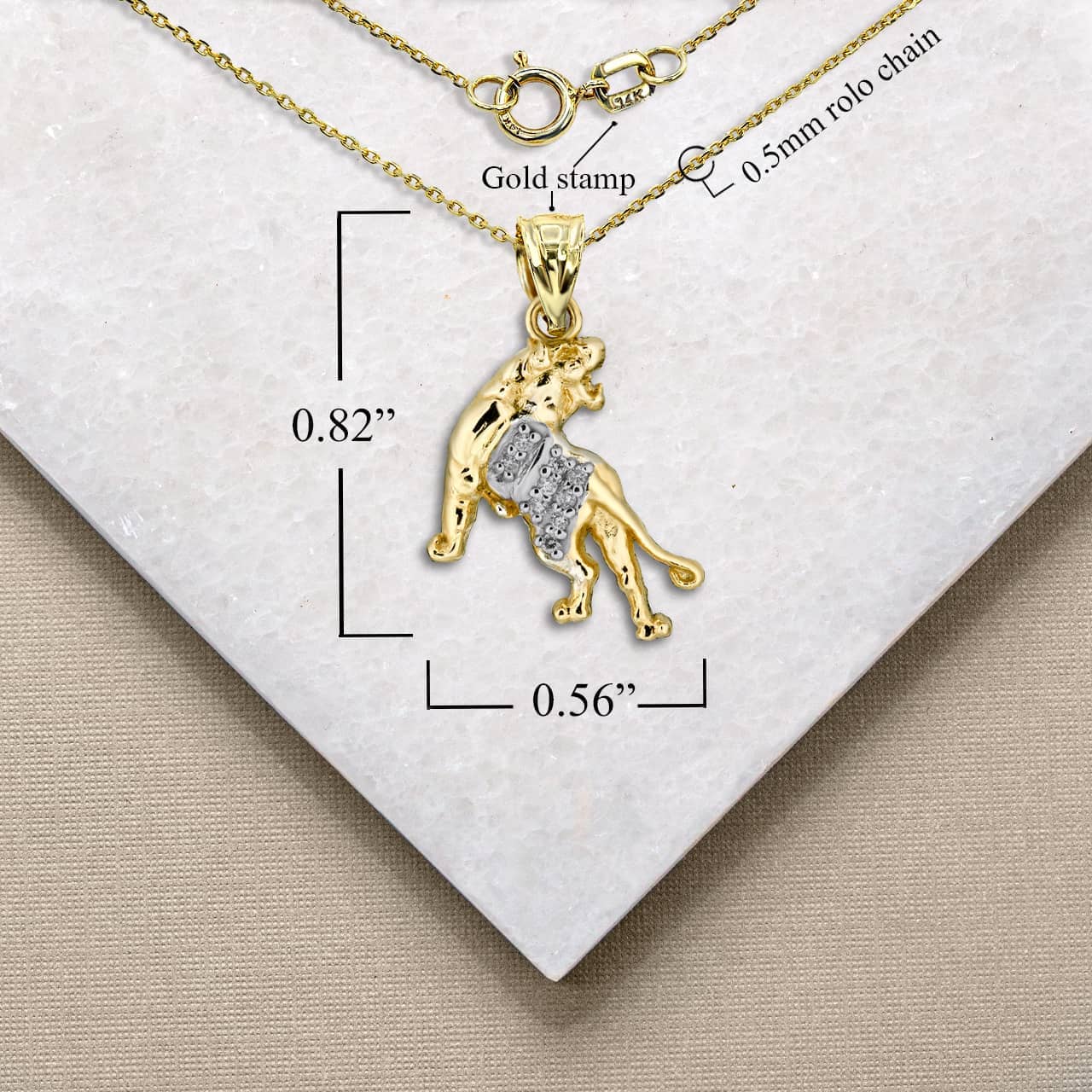 Two-Tone Gold Chinese Lunar New Year of the Tiger with Diamonds Pendant Necklace, view 4