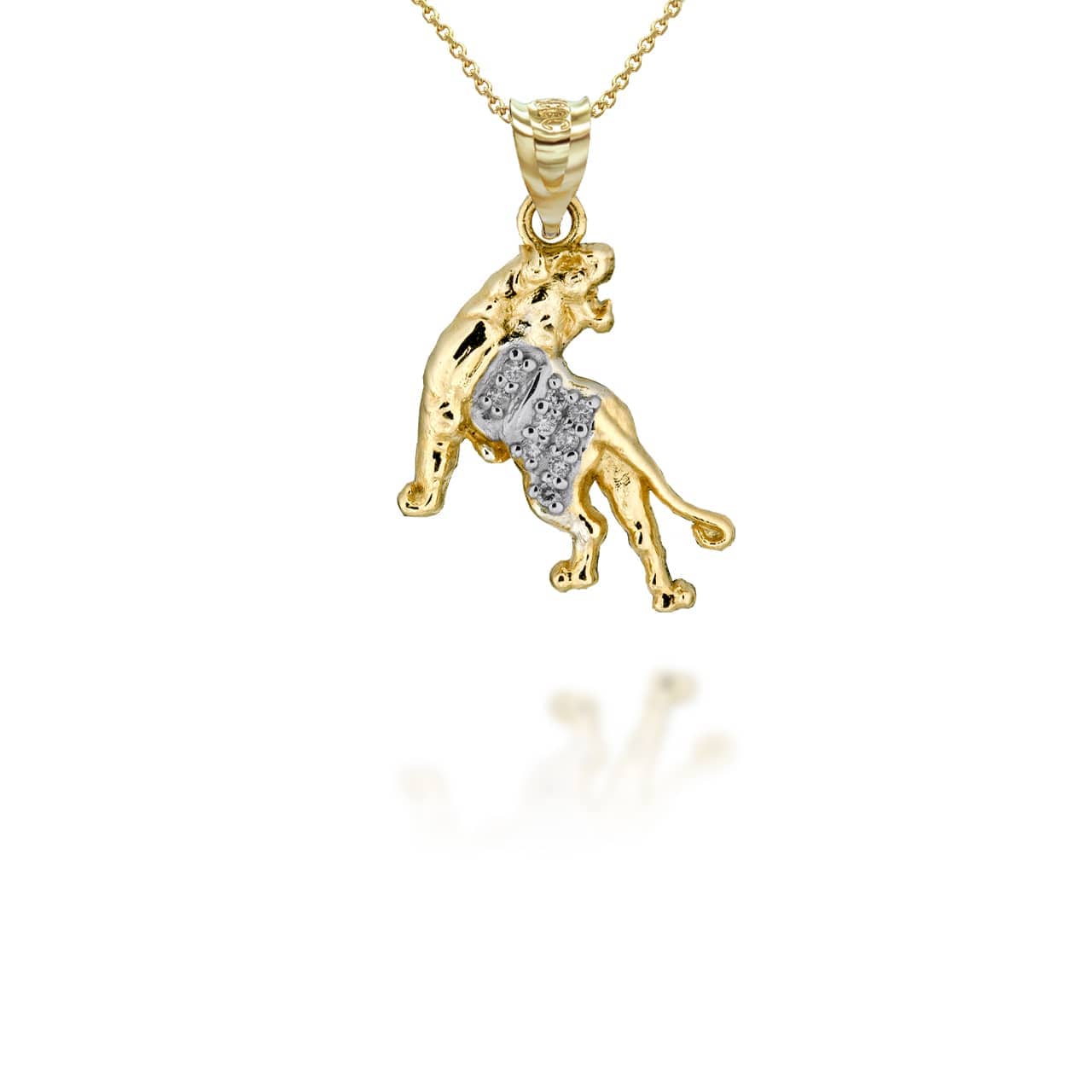 Two-Tone Gold Chinese Lunar New Year of the Tiger with Diamonds Pendant Necklace, view 5