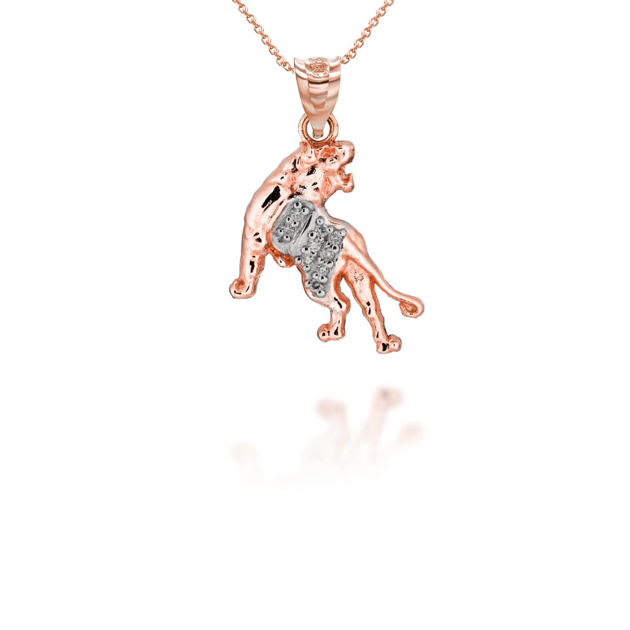 Two-Tone Gold Chinese Lunar New Year of the Tiger with Diamonds Pendant Necklace, view 7