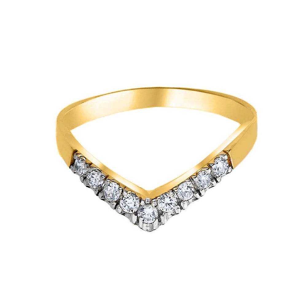 Two-Tone Gold Cubic Zirconia Chevron Ring, view 2
