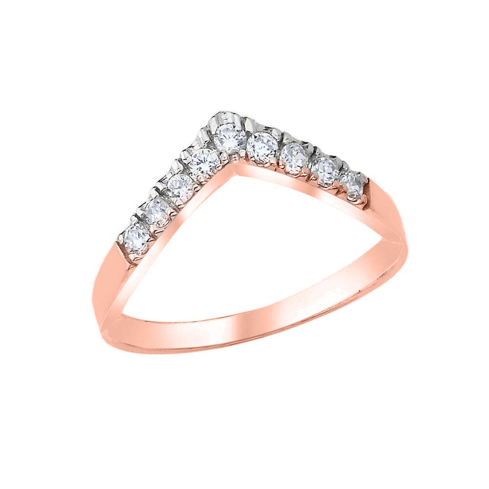 Two-Tone Gold Cubic Zirconia Chevron Ring, view 3