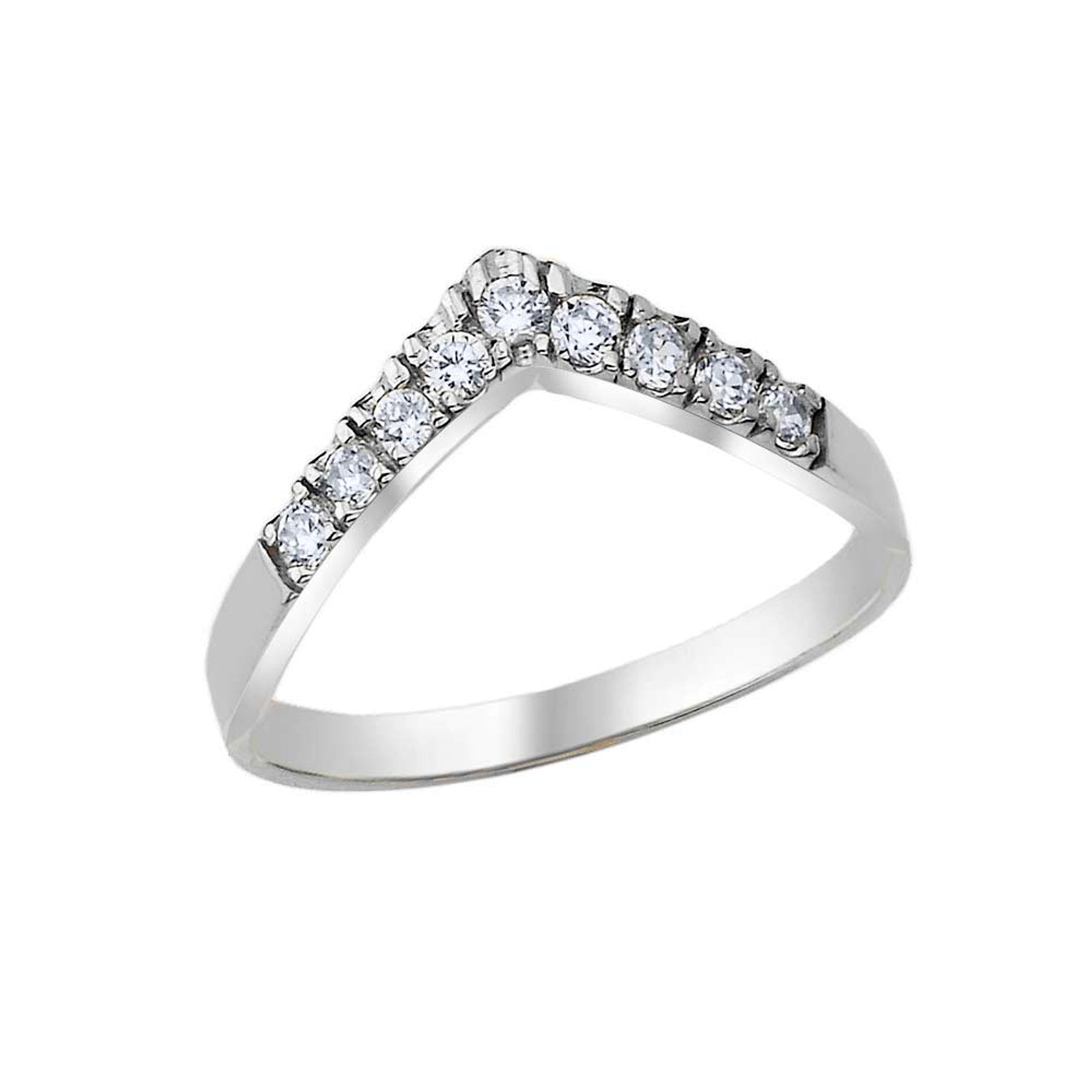 Two-Tone Gold Cubic Zirconia Chevron Ring, view 4