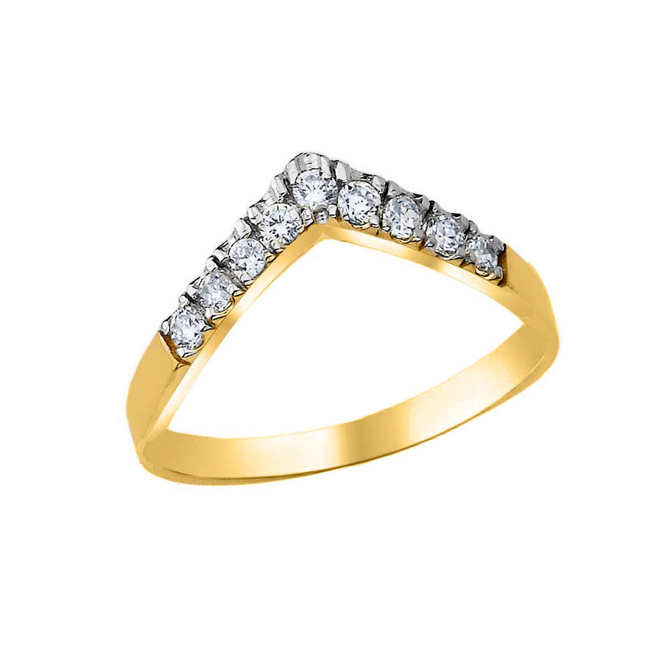 Two-Tone Gold Cubic Zirconia Chevron Ring, view 5