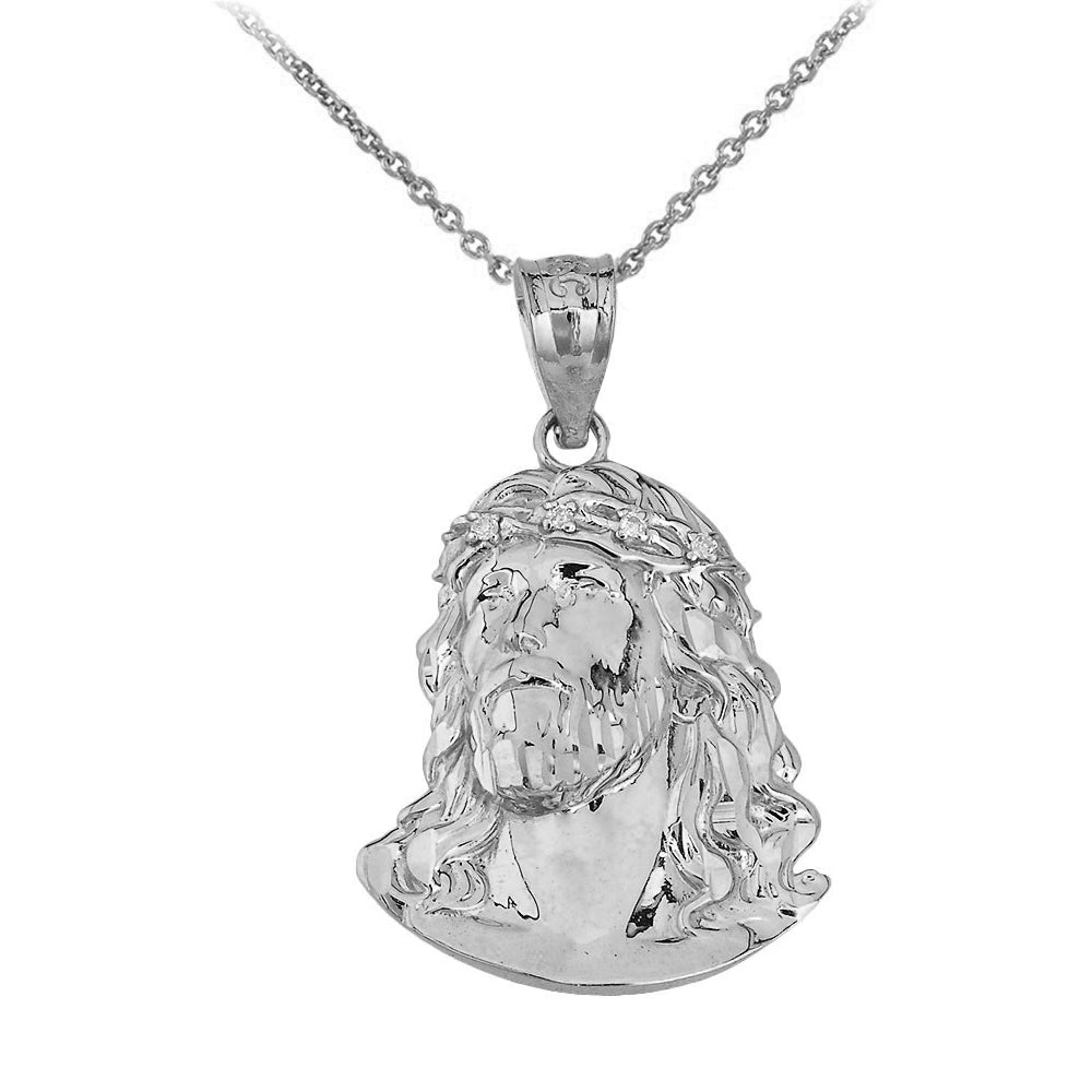 Two-Tone Gold Diamond Jesus Christ Face Pendant Necklace (1.04"), view 5