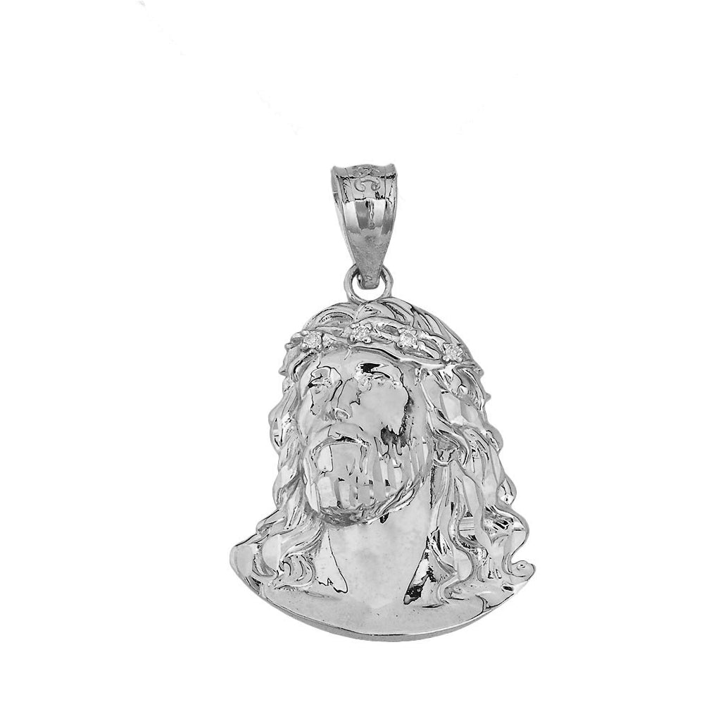 Two-Tone Gold Diamond Jesus Christ Face Pendant Necklace (1.04"), view 6