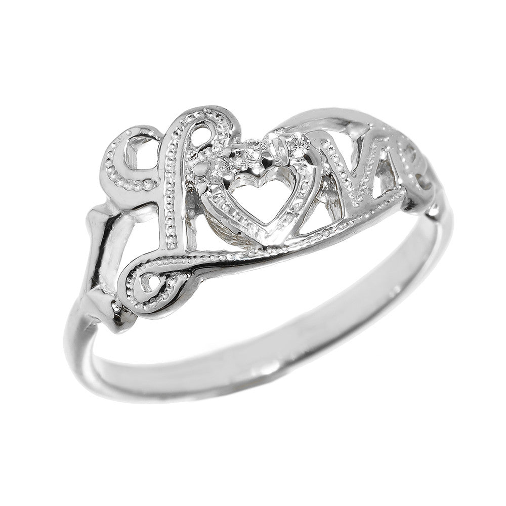 Two-Tone Gold Diamond Love Heart Ring, view 3