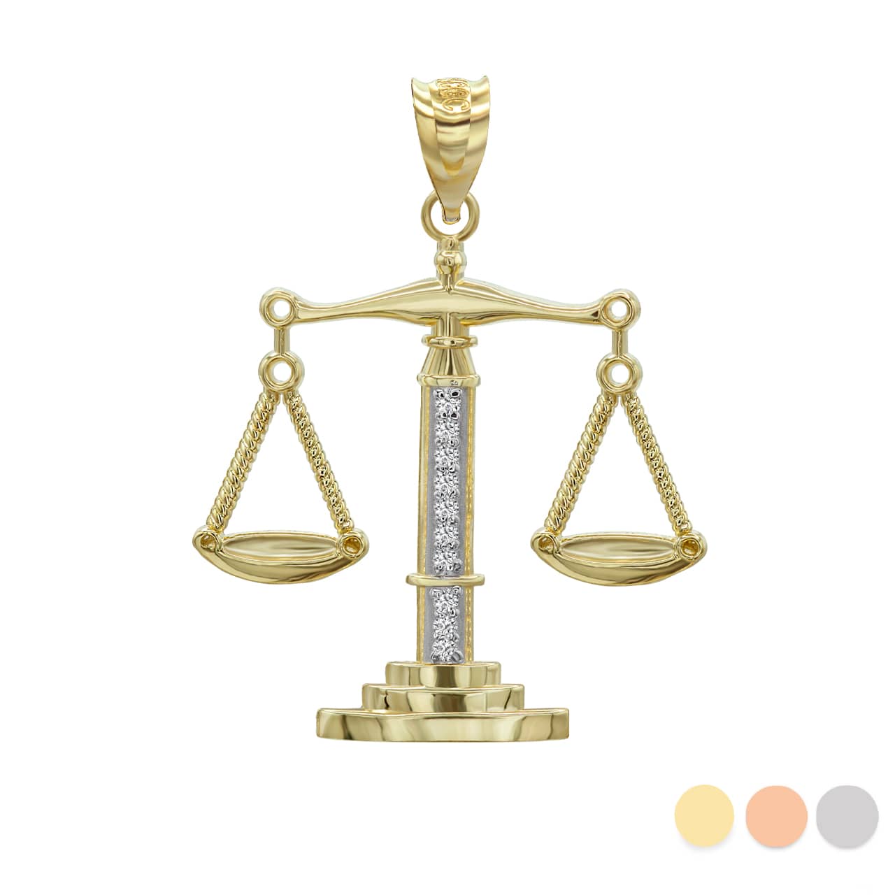Two-Tone Gold Diamond Scale Of Justice Pendant Necklace