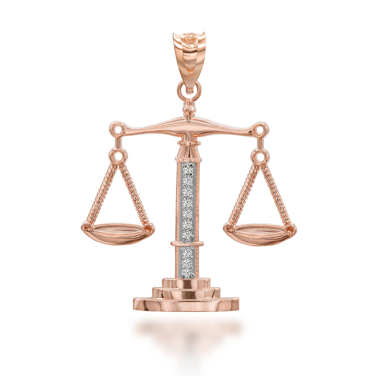 Two-Tone Gold Diamond Scale Of Justice Pendant Necklace, view 4