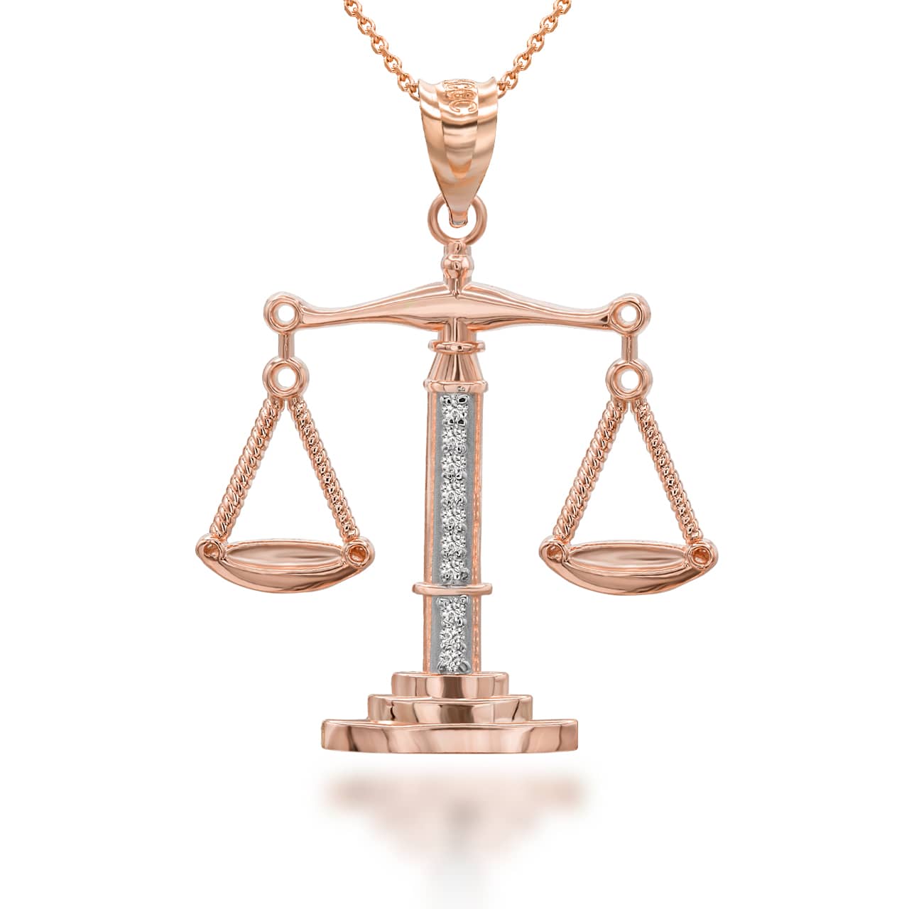 Two-Tone Gold Diamond Scale Of Justice Pendant Necklace, view 5