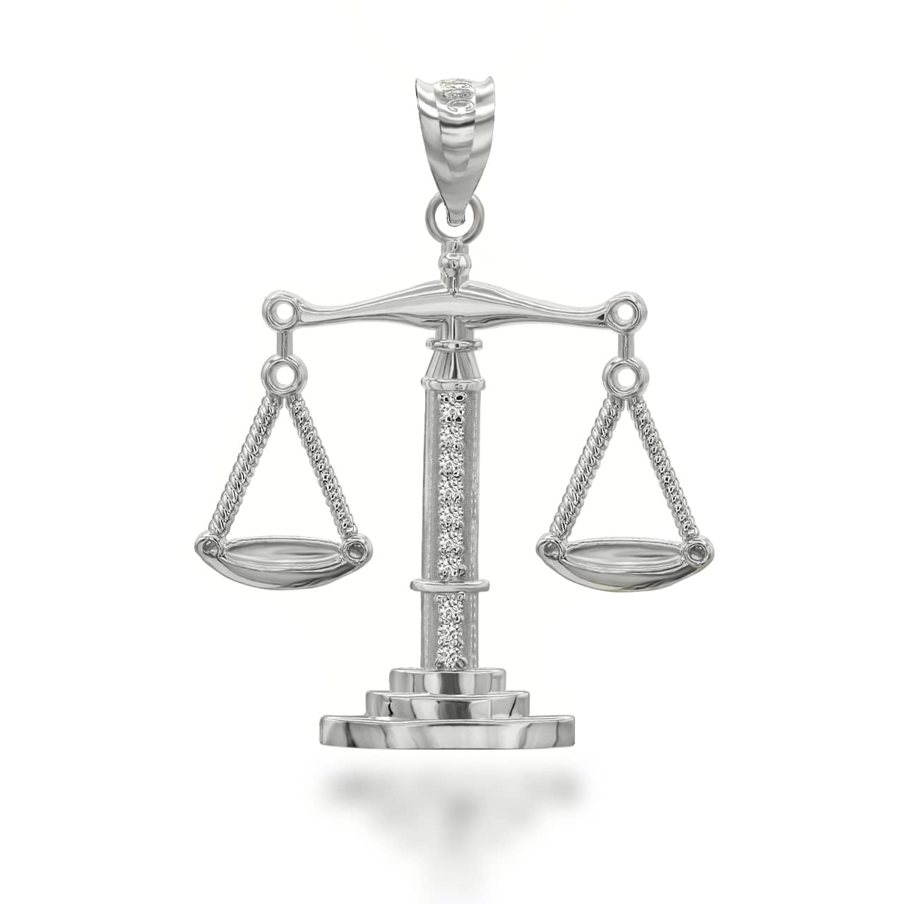 Two-Tone Gold Diamond Scale Of Justice Pendant Necklace, view 6