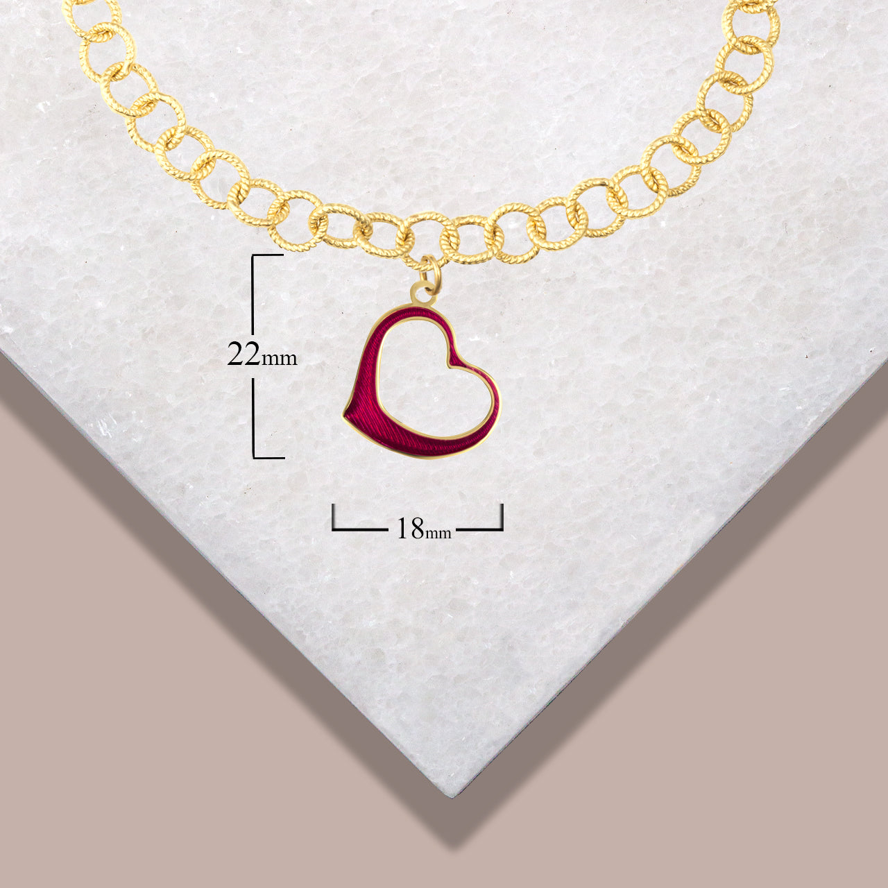 Two-Tone Gold Enamel Heart Lock & Key Charm Round Rope Chain Link Bracelet, view 3
