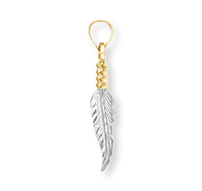 Two-Tone Gold Feather Pendant