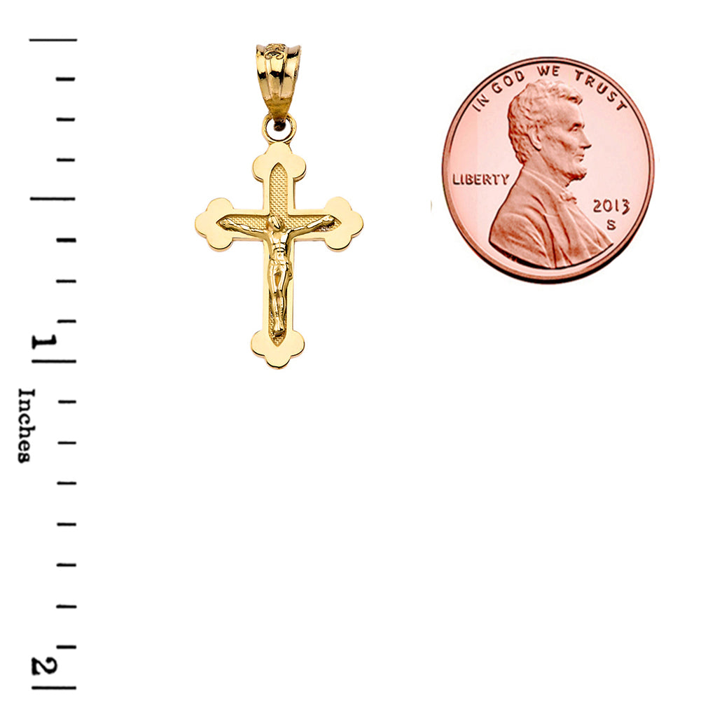 Two-Tone Gold Greek Orthodox Cross Crucifix Pendant Necklace, view 4