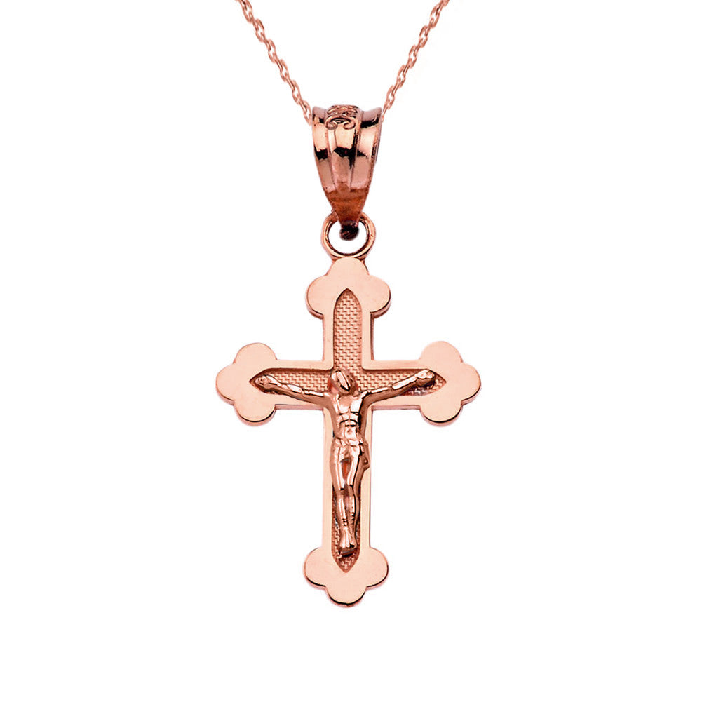 Two-Tone Gold Greek Orthodox Cross Crucifix Pendant Necklace, view 6