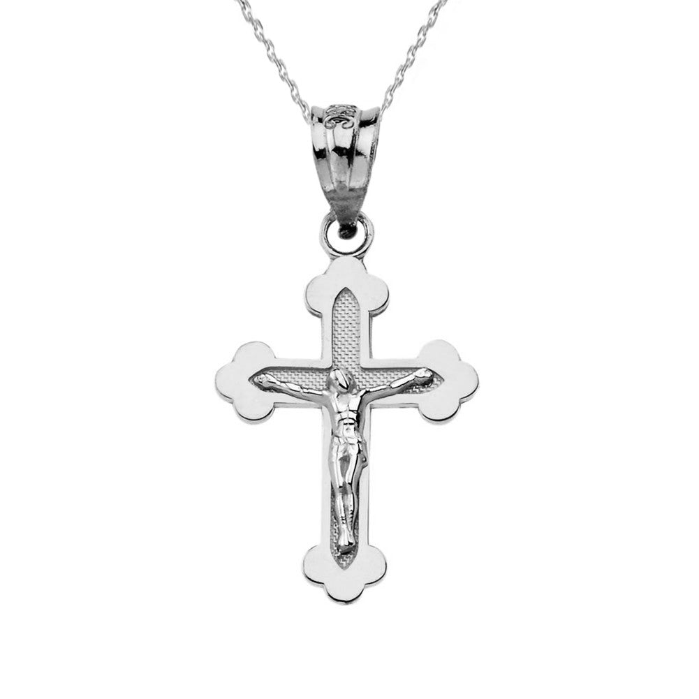Two-Tone Gold Greek Orthodox Cross Crucifix Pendant Necklace, view 7