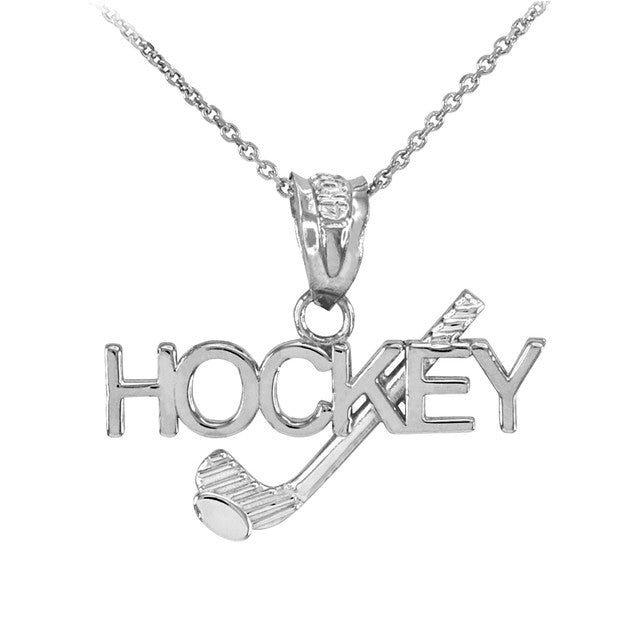 Two-Tone Gold HOCKEY Sports Charm Pendant Necklace, view 3
