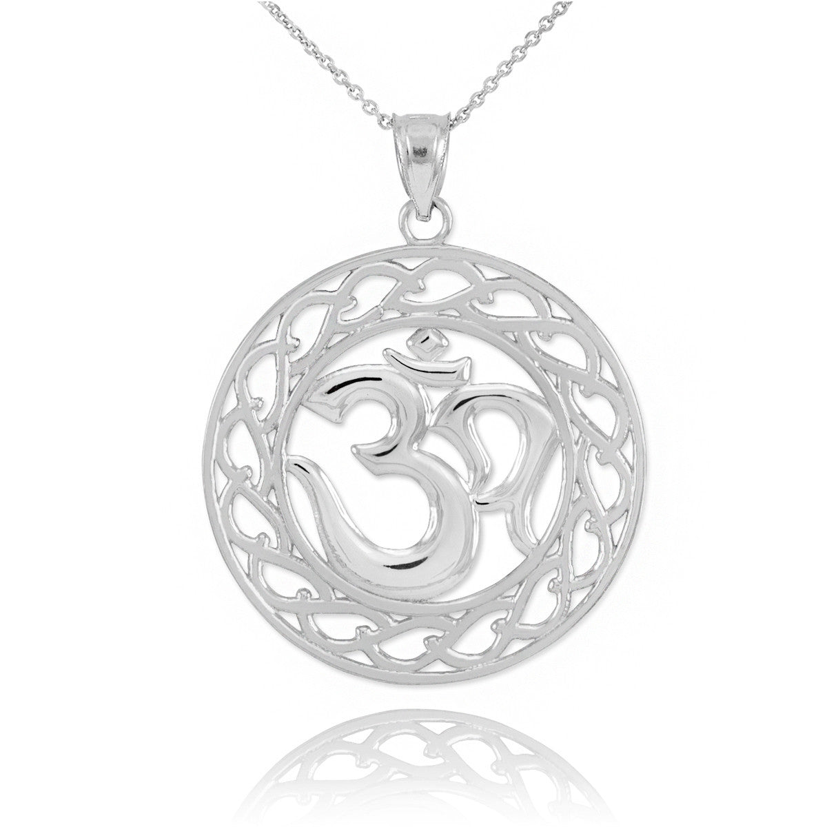 Two-Tone Gold Om Symbol Pendant Necklace, view 2