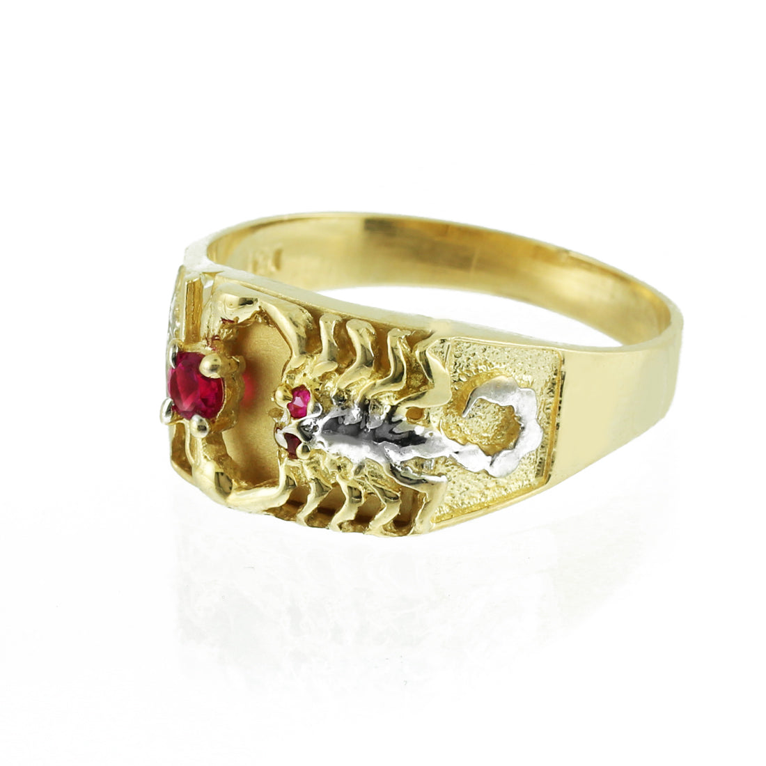 Two-Tone Gold Red CZ Men's Scorpion Ring, view 2