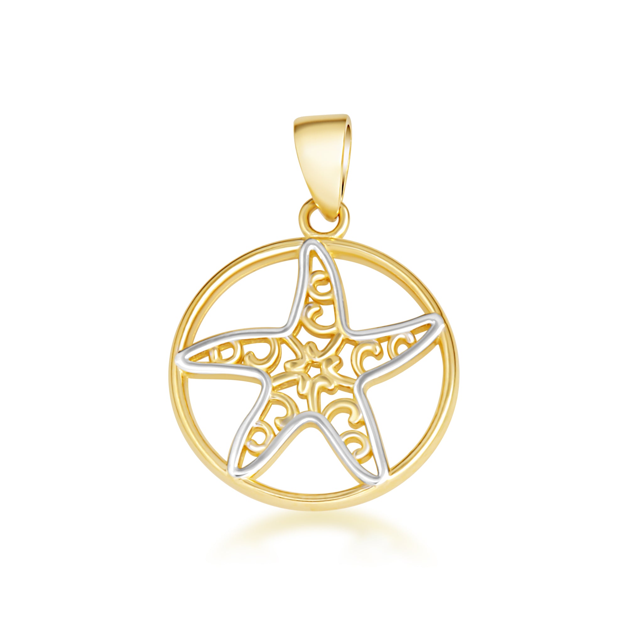 Two-Tone Gold Sea Starfish Pendant Necklace