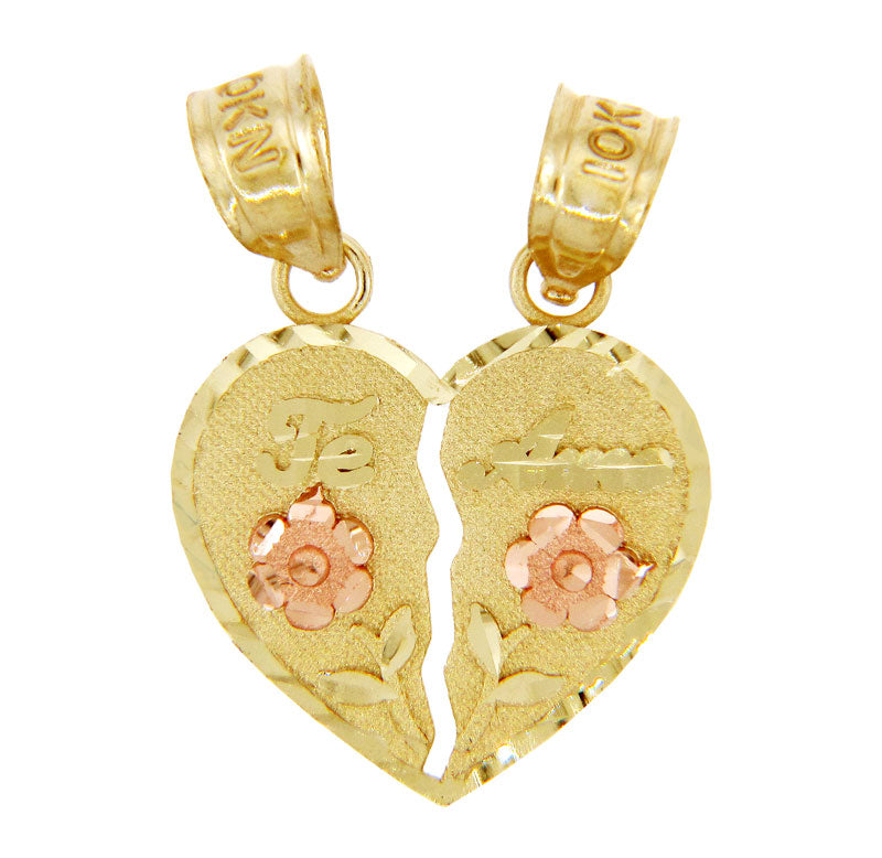 Two-Tone Gold Te Amo Breakable Heart Pendant