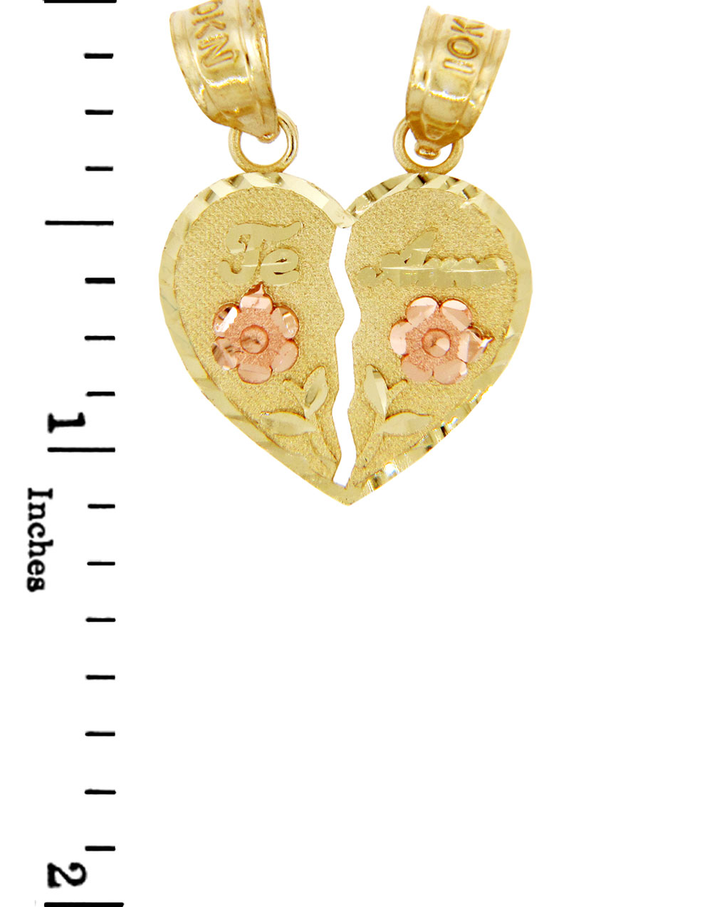 Two-Tone Gold Te Amo Breakable Heart Pendant, view 2