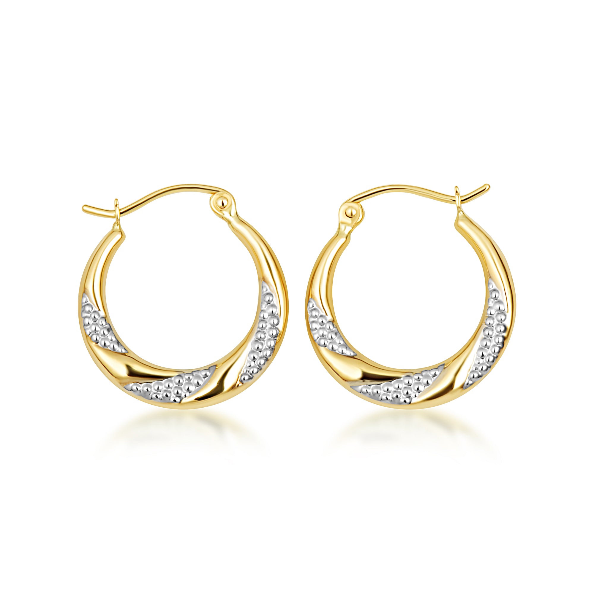 Two-Tone Gold Textured Hoop Earrings