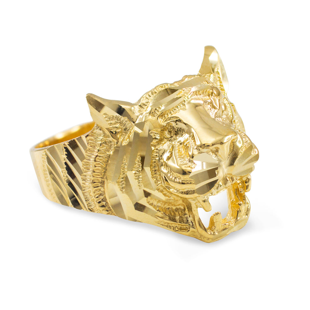 Unisex Gold Diamond Cut Tiger Ring