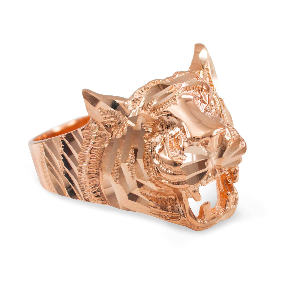 Unisex Gold Diamond Cut Tiger Ring, view 3