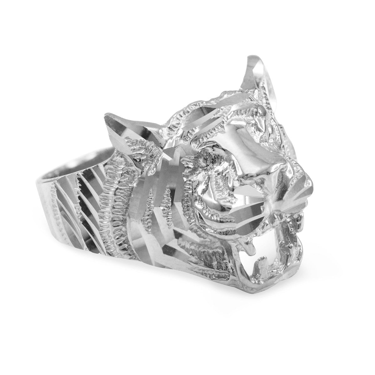 Unisex Gold Diamond Cut Tiger Ring, view 5