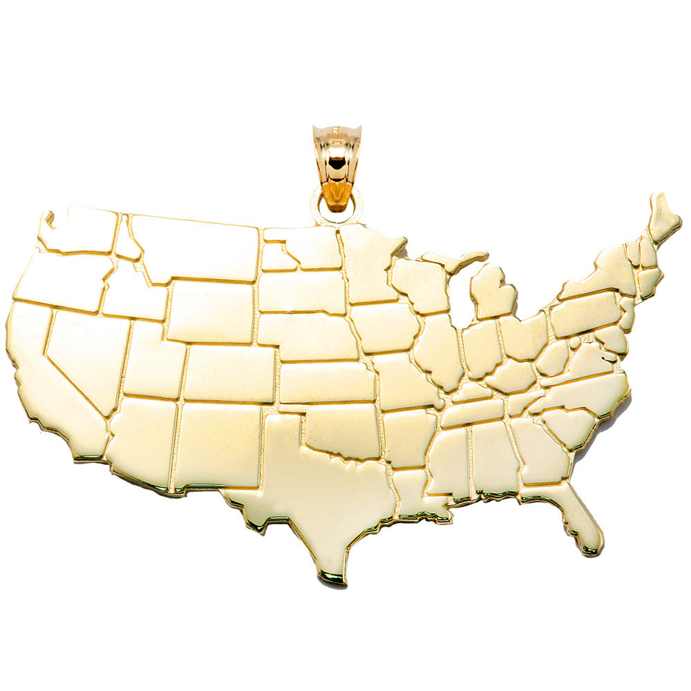 United States Map Gold Pendant Necklace, view 2