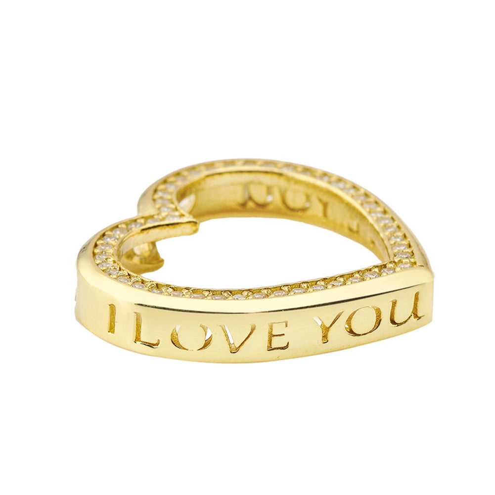 Valentine's Heart"I LOVE YOU" Necklace in Gold (Yellow/Rose/White) (0.75"), view 4
