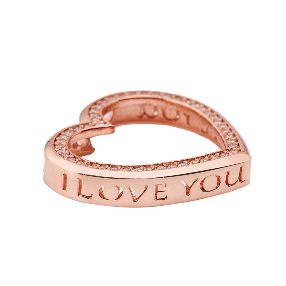 Valentine's Heart"I LOVE YOU" Necklace in Gold (Yellow/Rose/White) (0.75"), view 5