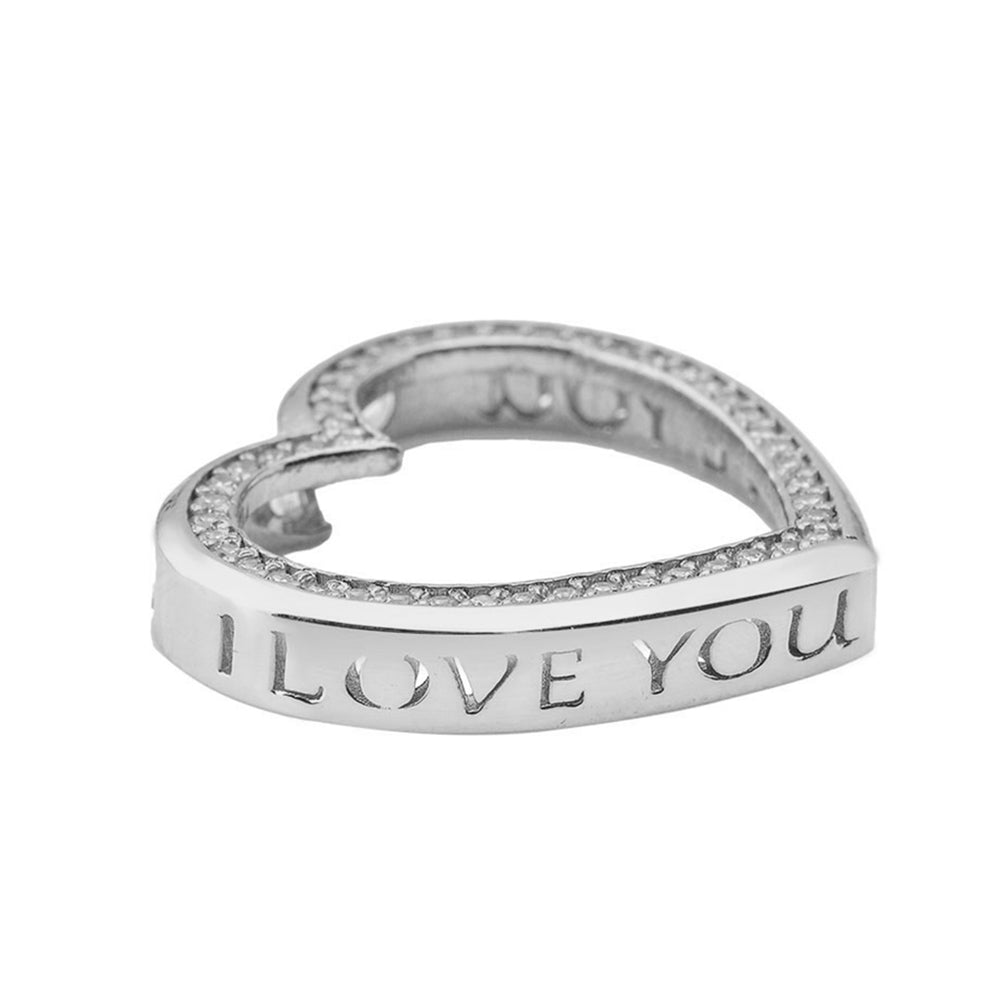 Valentine's Heart"I LOVE YOU" Necklace in Gold (Yellow/Rose/White) (0.75"), view 6