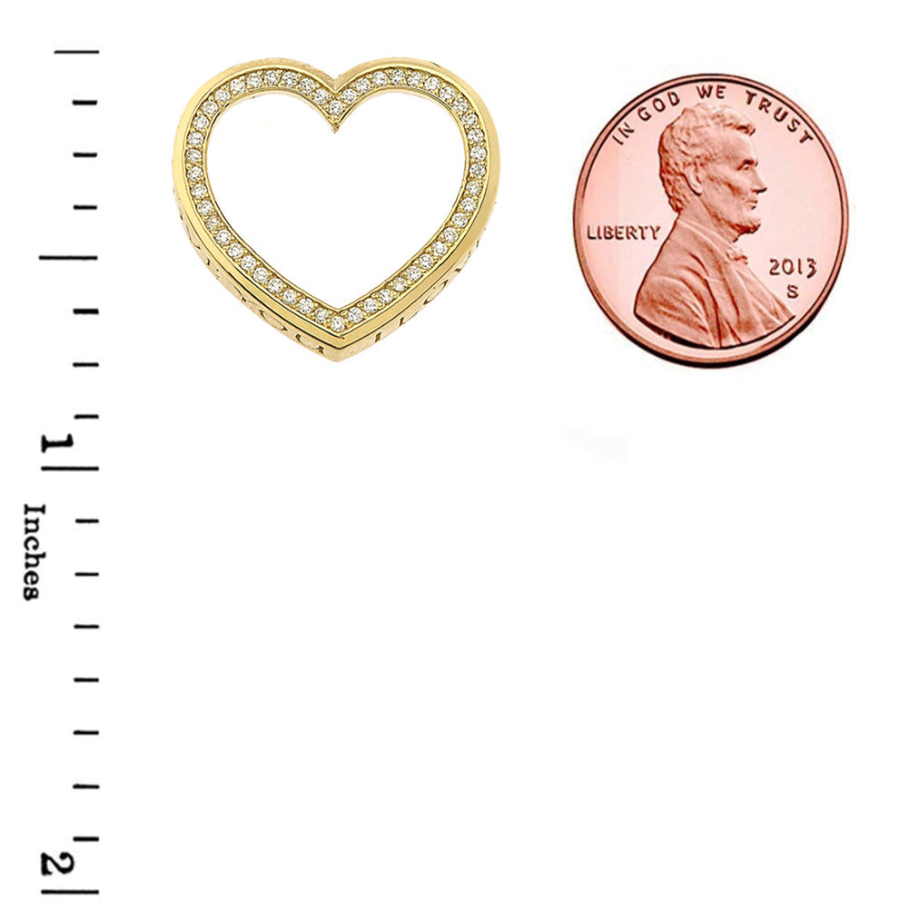 Valentine's Heart"I LOVE YOU" Necklace in Gold (Yellow/Rose/White) (0.75"), view 7