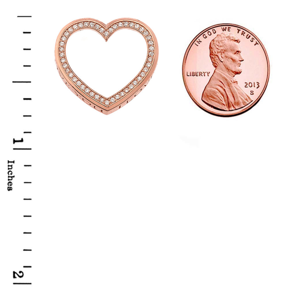 Valentine's Heart"I LOVE YOU" Necklace in Gold (Yellow/Rose/White) (0.75"), view 8