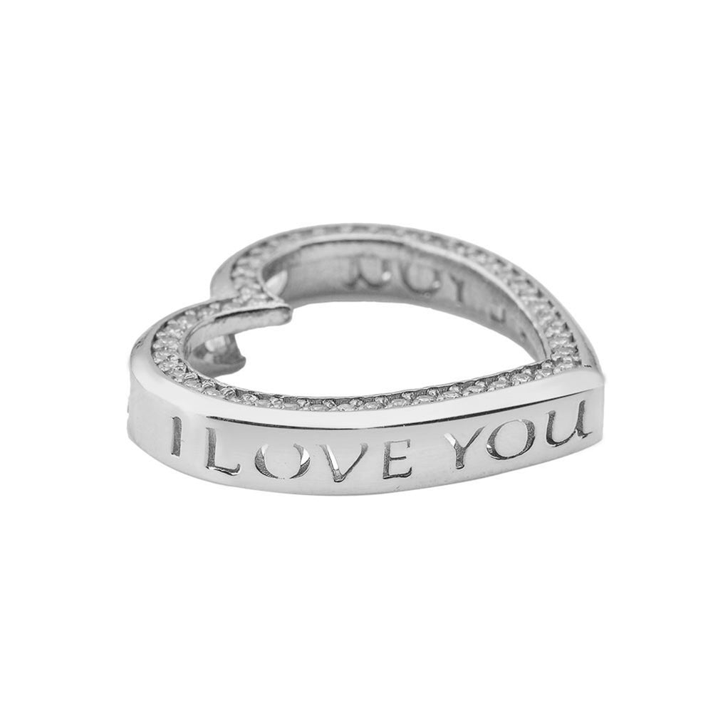 Valentine's Heart "I LOVE YOU" Necklace in Sterling Silver (0.62"), view 3