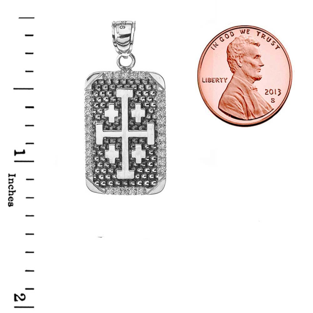 Vintage Antique Jerusalem Cross Dog Tag in Sterling Silver, view 3