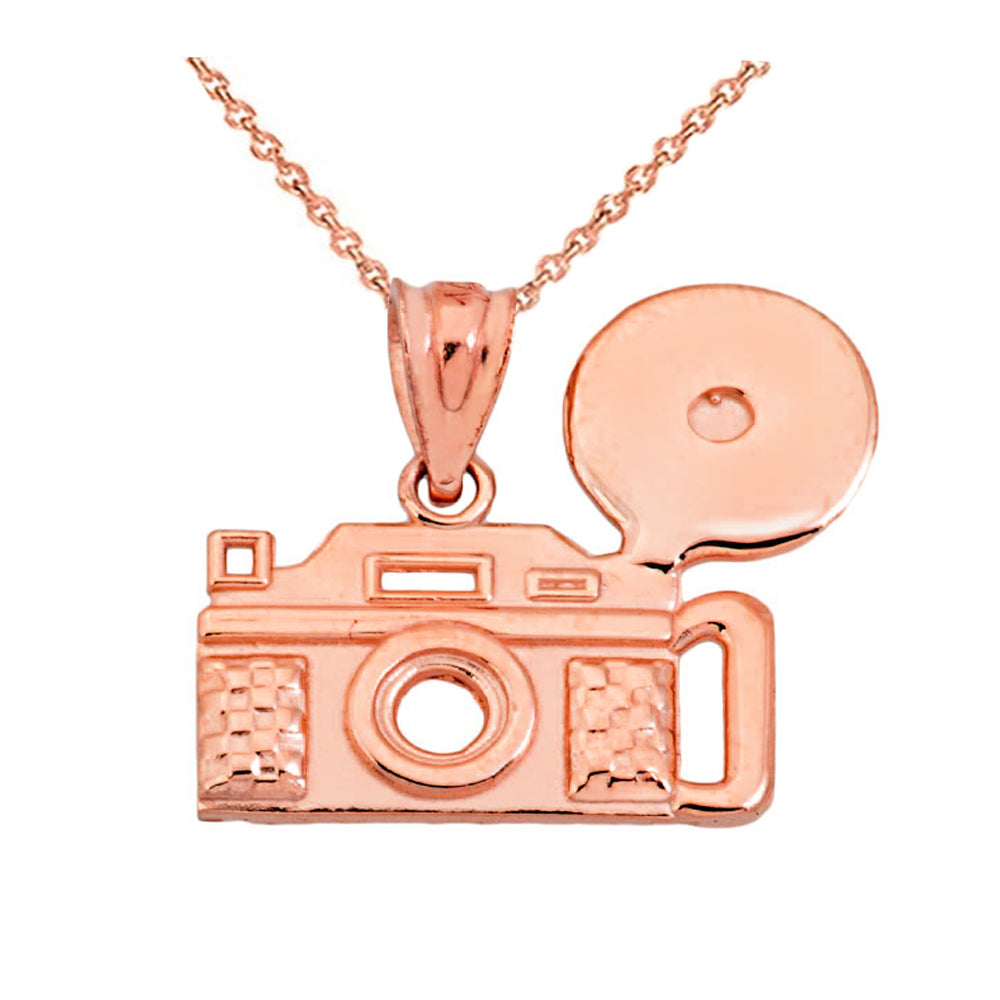 Vintage Camera Pendant Necklace in Solid Gold, view 3