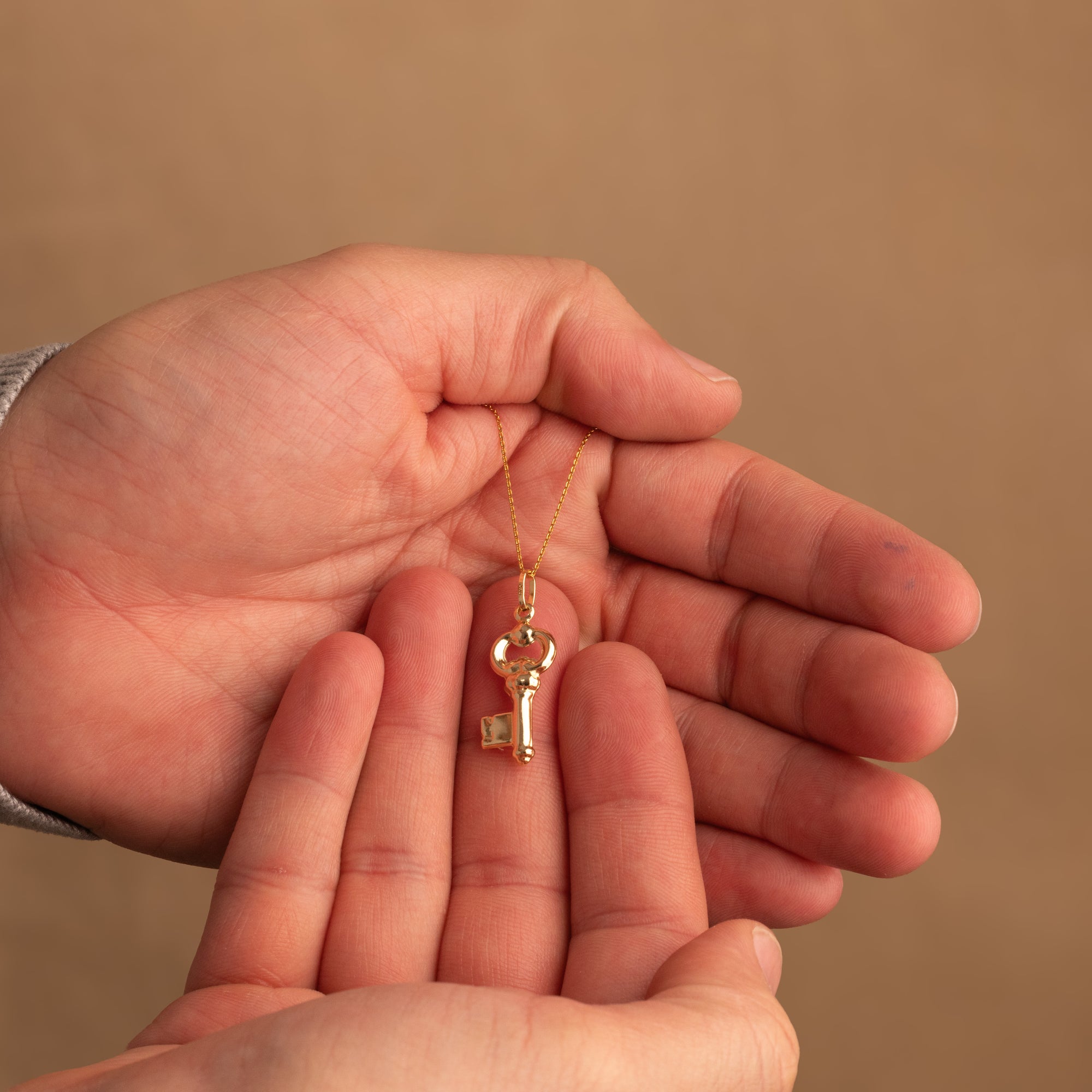 Vintage Key Necklace in 14K Gold, view 3