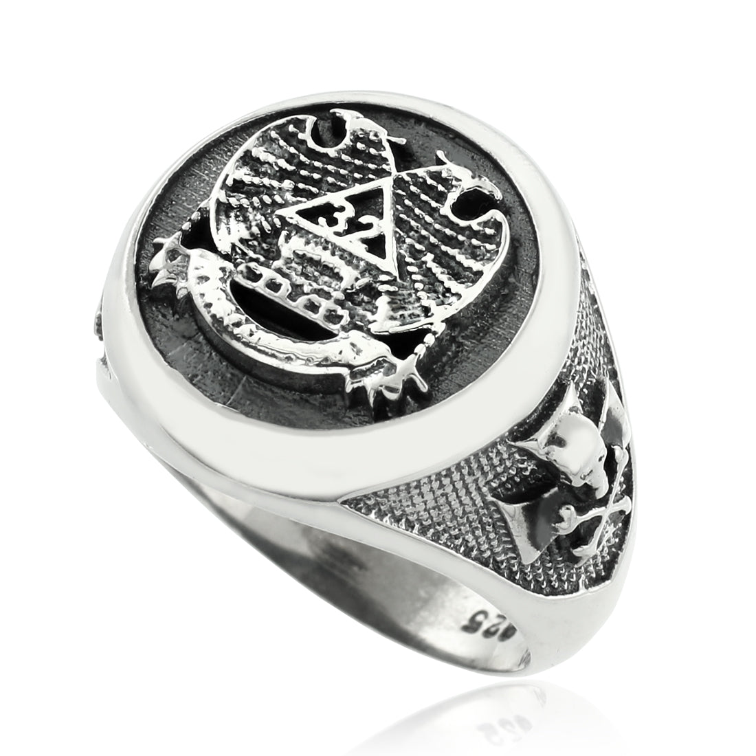 Vintage Oxidized Silver Scottish Rite Masonic Ring, view 2