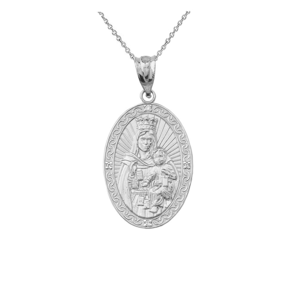 Virgen Del Carmen Engravable Pendant Necklace in Sterling Silver
